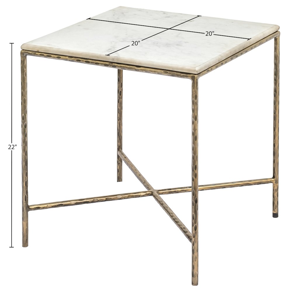 Valen White Marble And Iron End Table. Picture 7