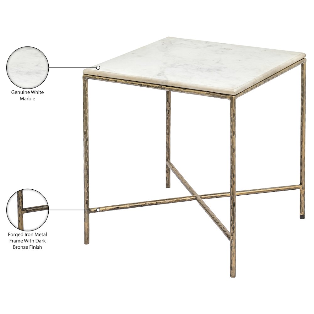 Valen White Marble And Iron End Table. Picture 8