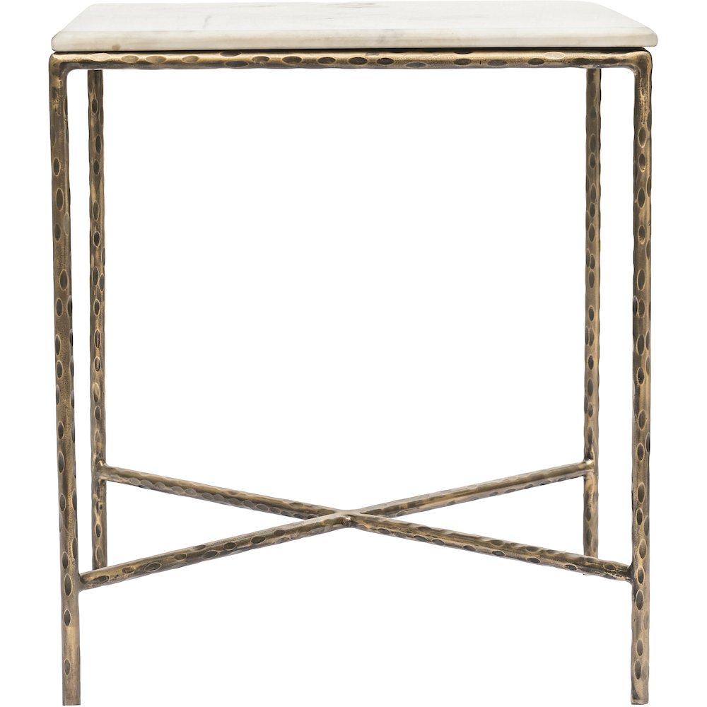 Valen White Marble And Iron End Table. Picture 3