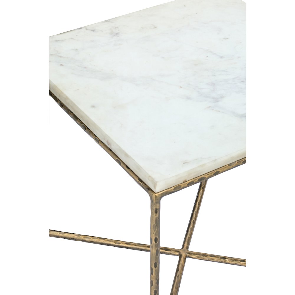 Valen White Marble And Iron End Table. Picture 5