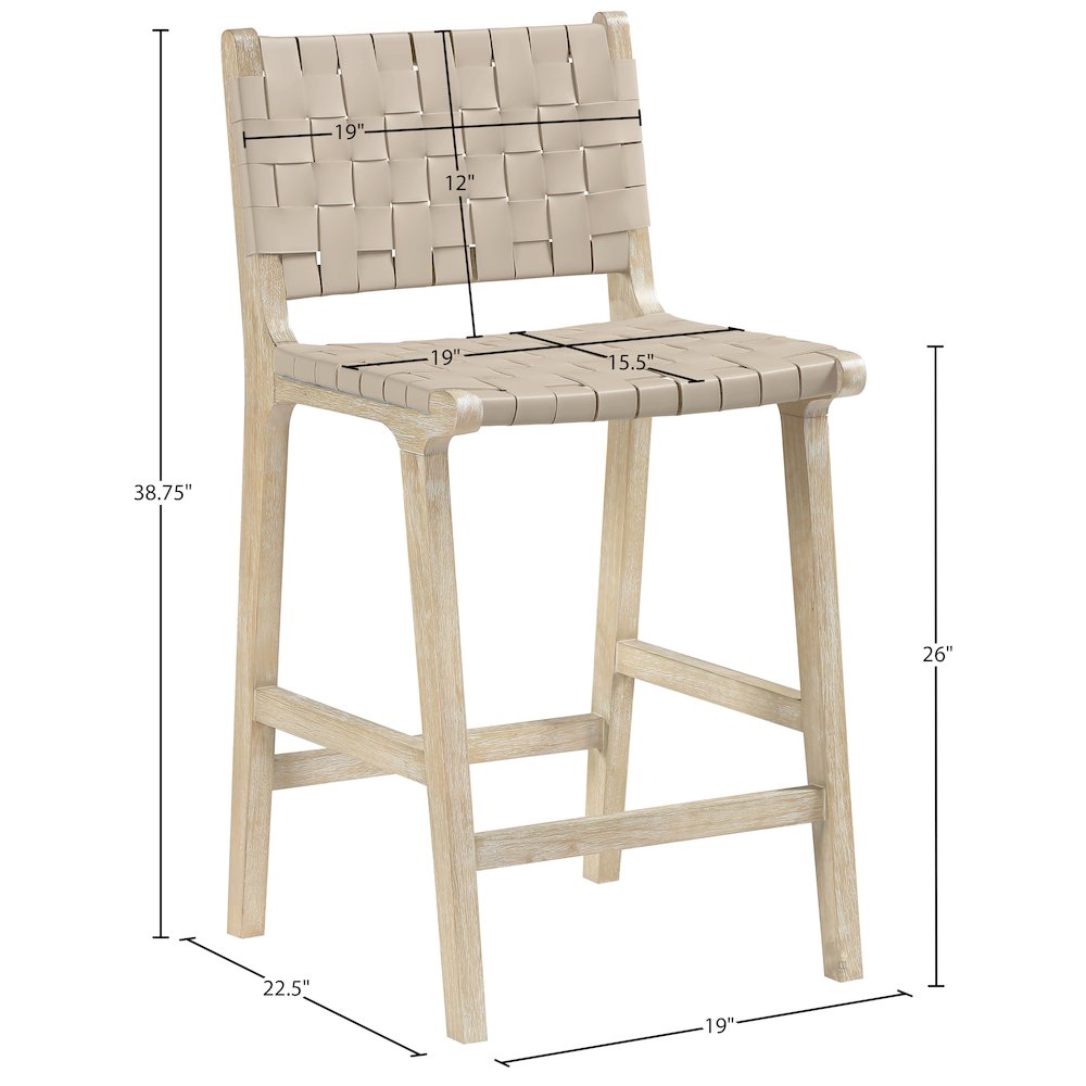 Entwine Beige Vegan Leather Upholstered Counter Stool. Picture 9