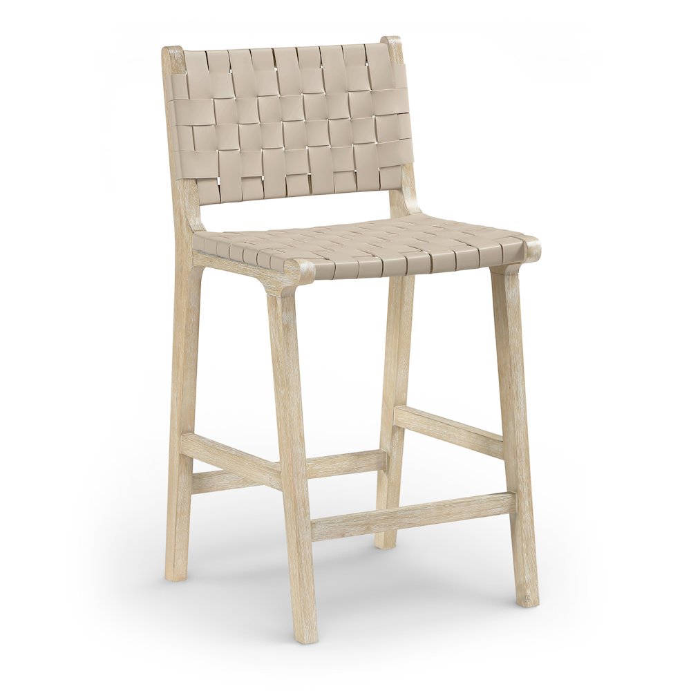 Entwine Beige Vegan Leather Upholstered Counter Stool. Picture 1