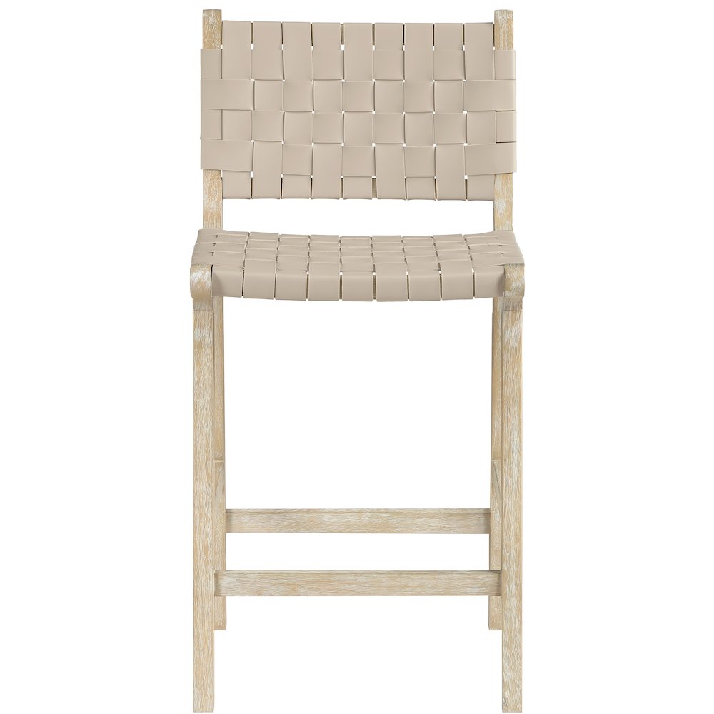 Entwine Beige Vegan Leather Upholstered Counter Stool. Picture 3