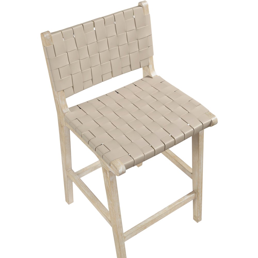 Entwine Beige Vegan Leather Upholstered Counter Stool. Picture 6