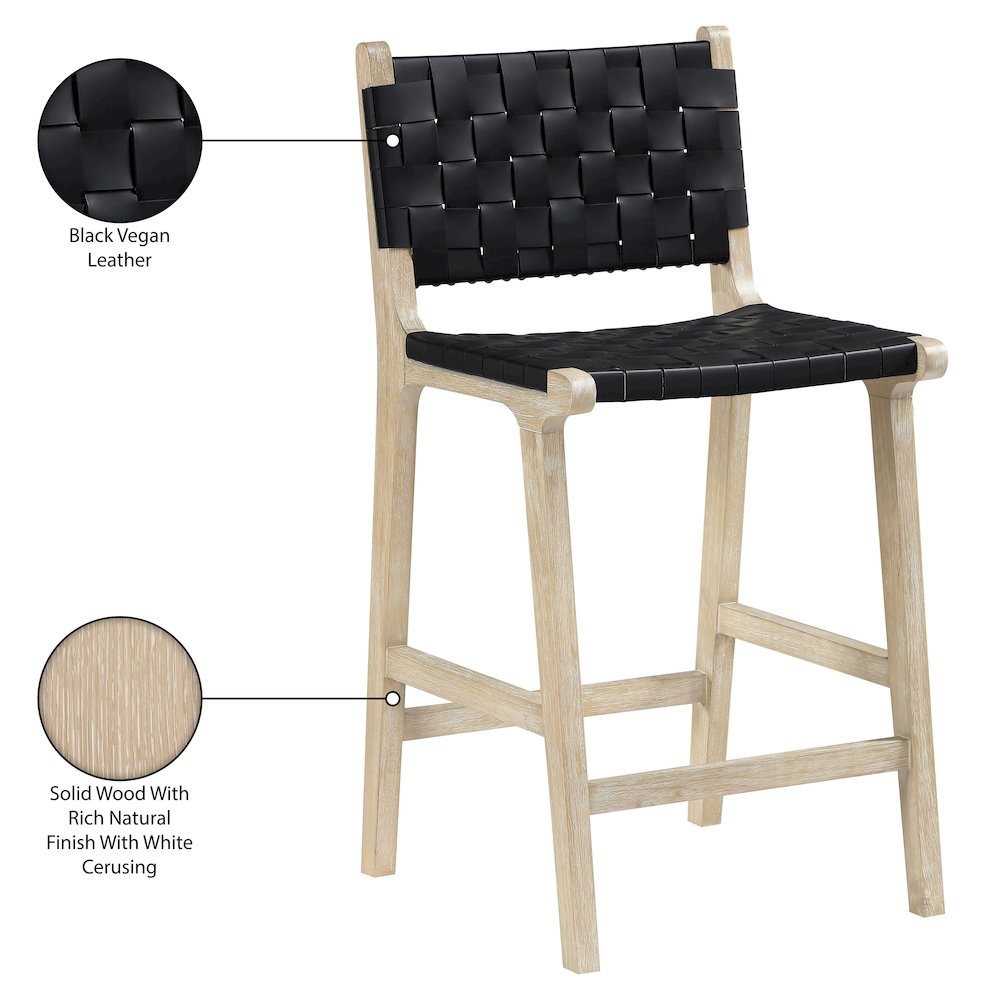 Entwine Black Vegan Leather Upholstered Counter Stool. Picture 10