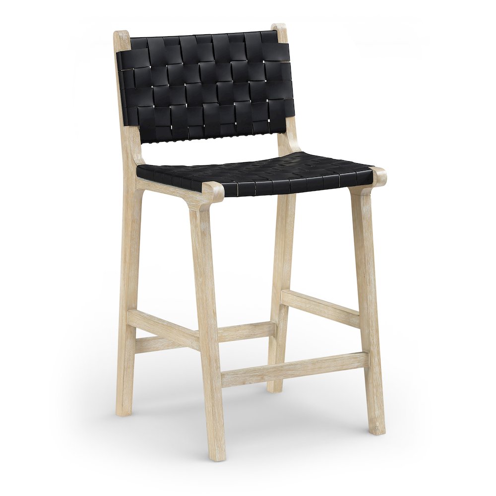 Entwine Black Vegan Leather Upholstered Counter Stool. Picture 1