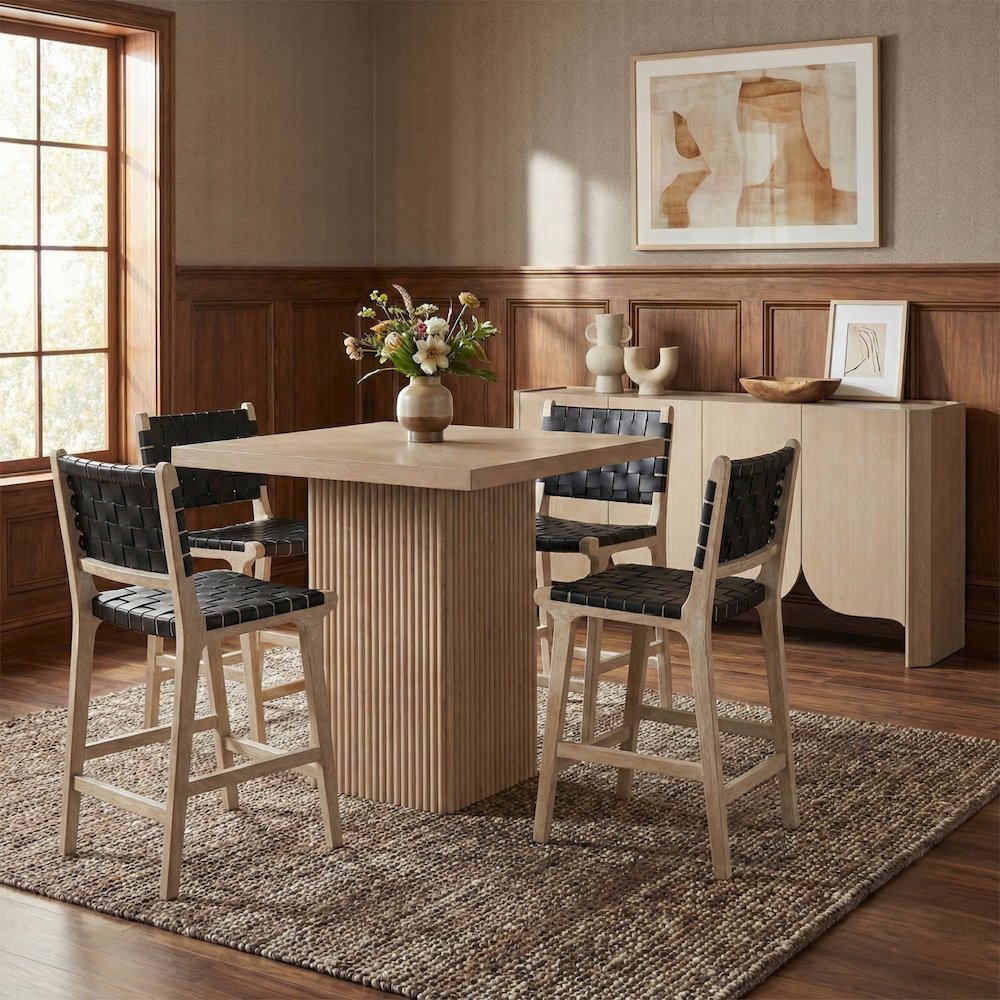 Entwine Black Vegan Leather Upholstered Counter Stool. Picture 2