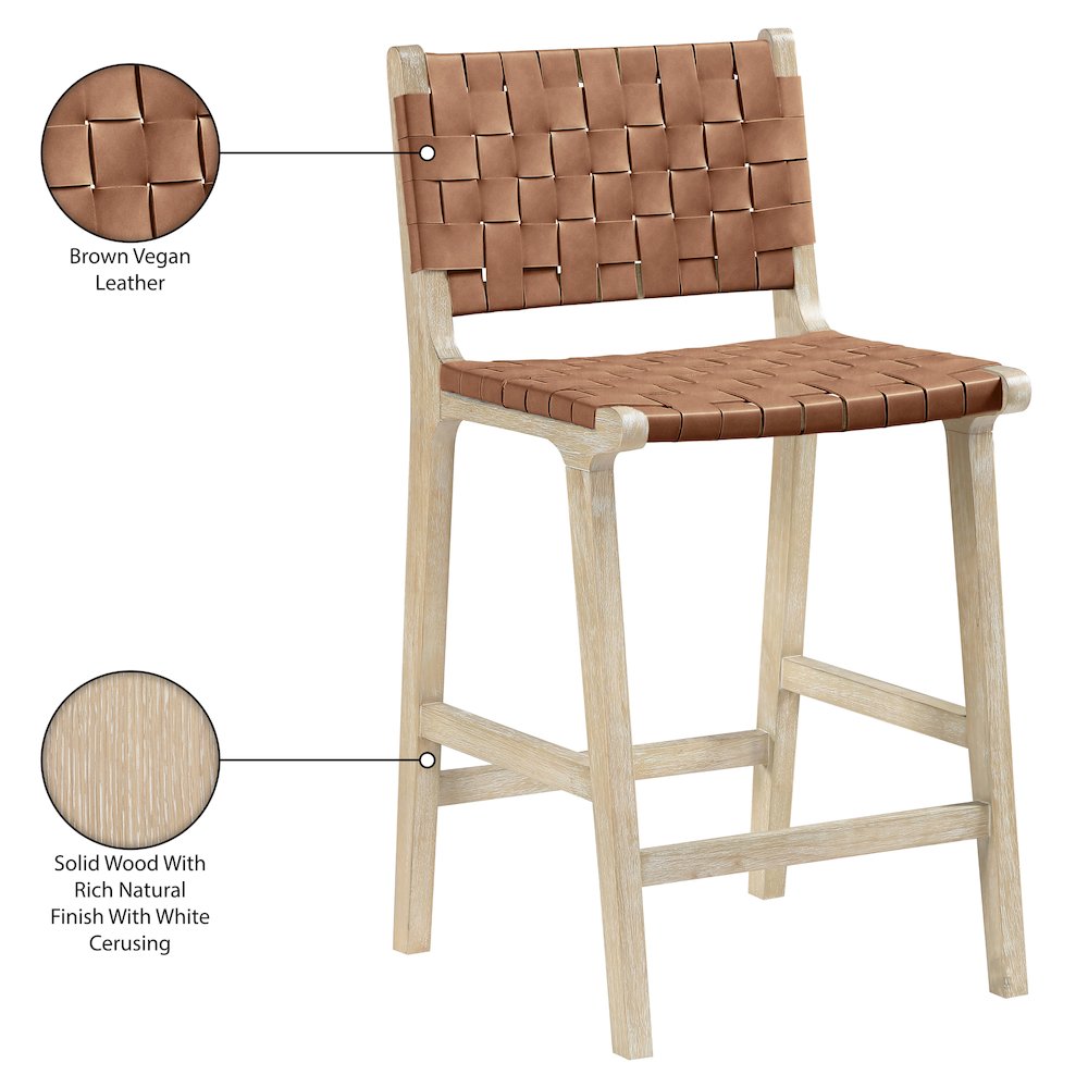 Entwine Brown Vegan Leather Upholstered Counter Stool. Picture 10