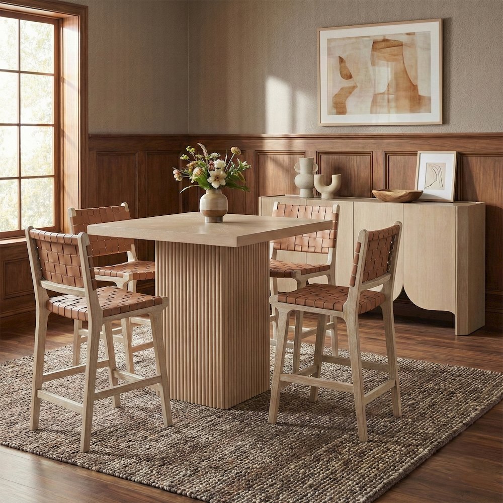 Entwine Brown Vegan Leather Upholstered Counter Stool. Picture 2