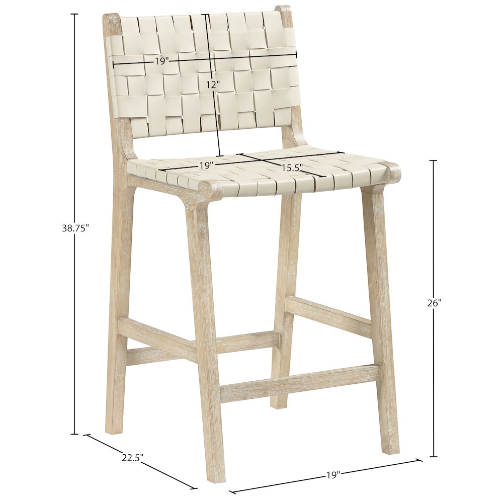 Entwine Cream Vegan Leather Upholstered Counter Stool. Picture 9