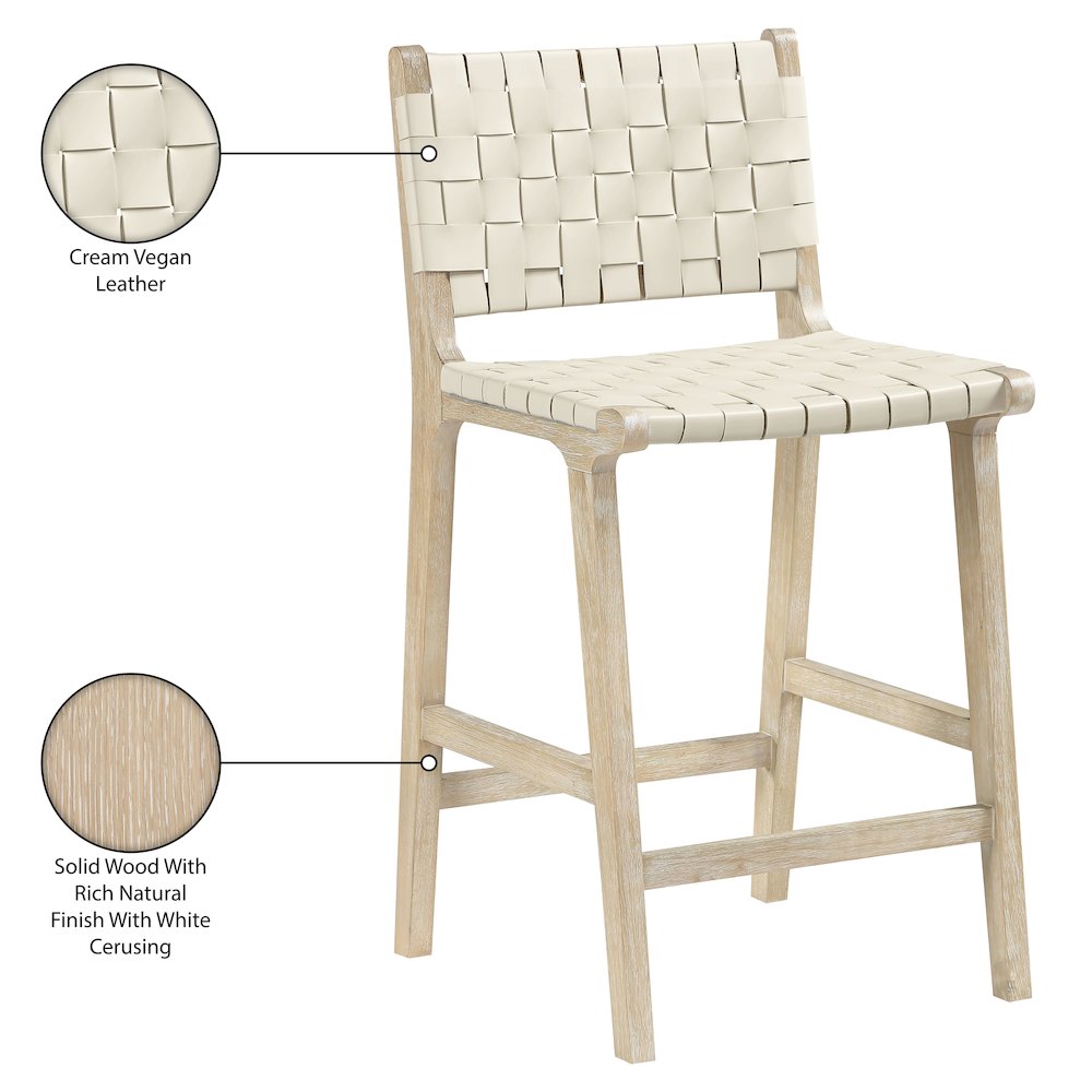 Entwine Cream Vegan Leather Upholstered Counter Stool. Picture 10