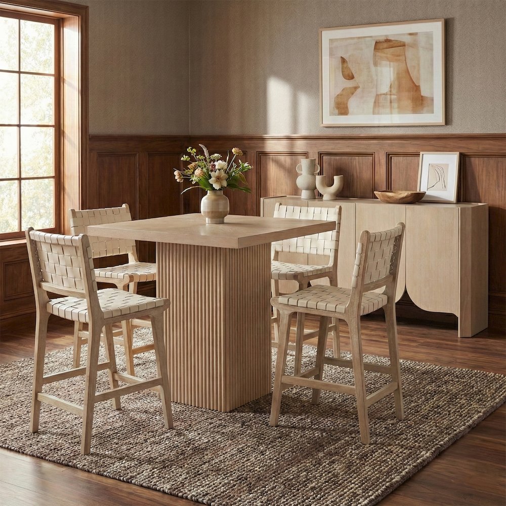 Entwine Cream Vegan Leather Upholstered Counter Stool. Picture 2
