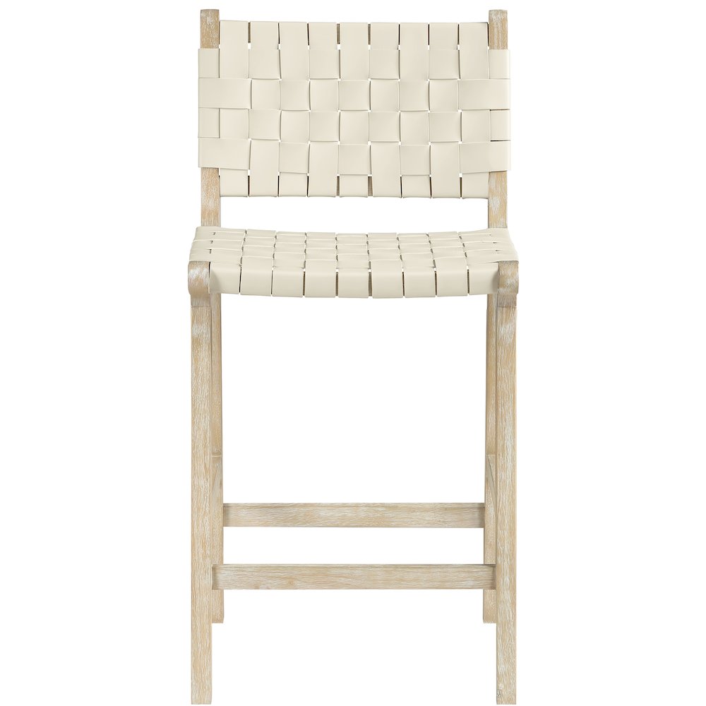 Entwine Cream Vegan Leather Upholstered Counter Stool. Picture 3