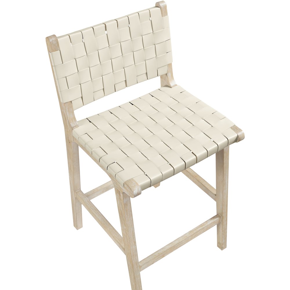 Entwine Cream Vegan Leather Upholstered Counter Stool. Picture 6