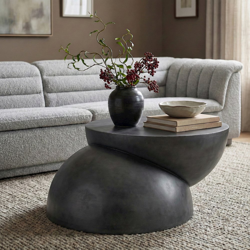 Boulder Black Iron Coffee Table. Picture 2