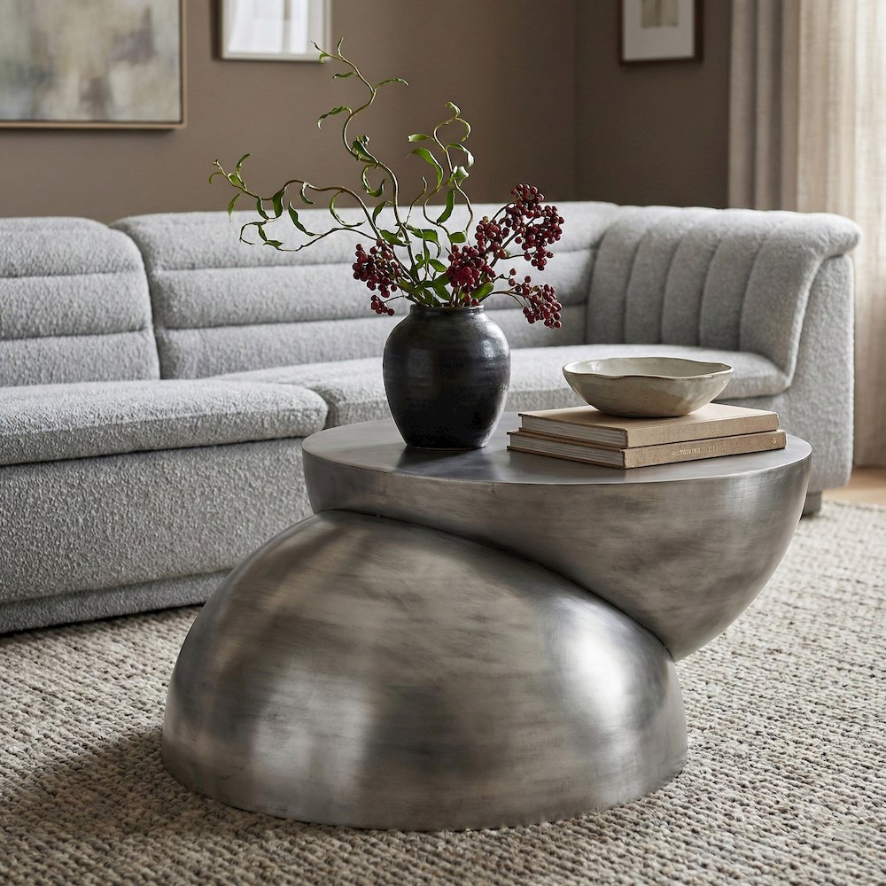 Boulder Silver Iron Coffee Table. Picture 2