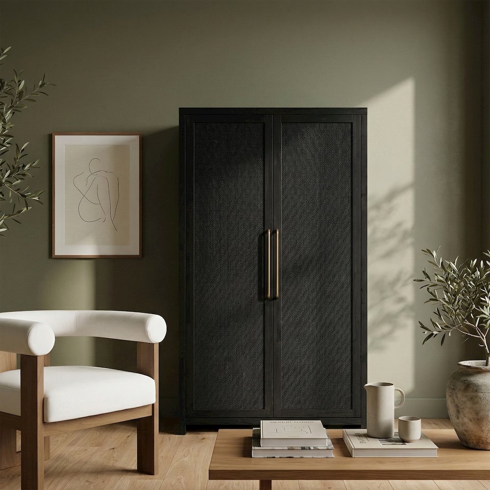 Vana Black Solid Wood Storage Cabinet. Picture 2