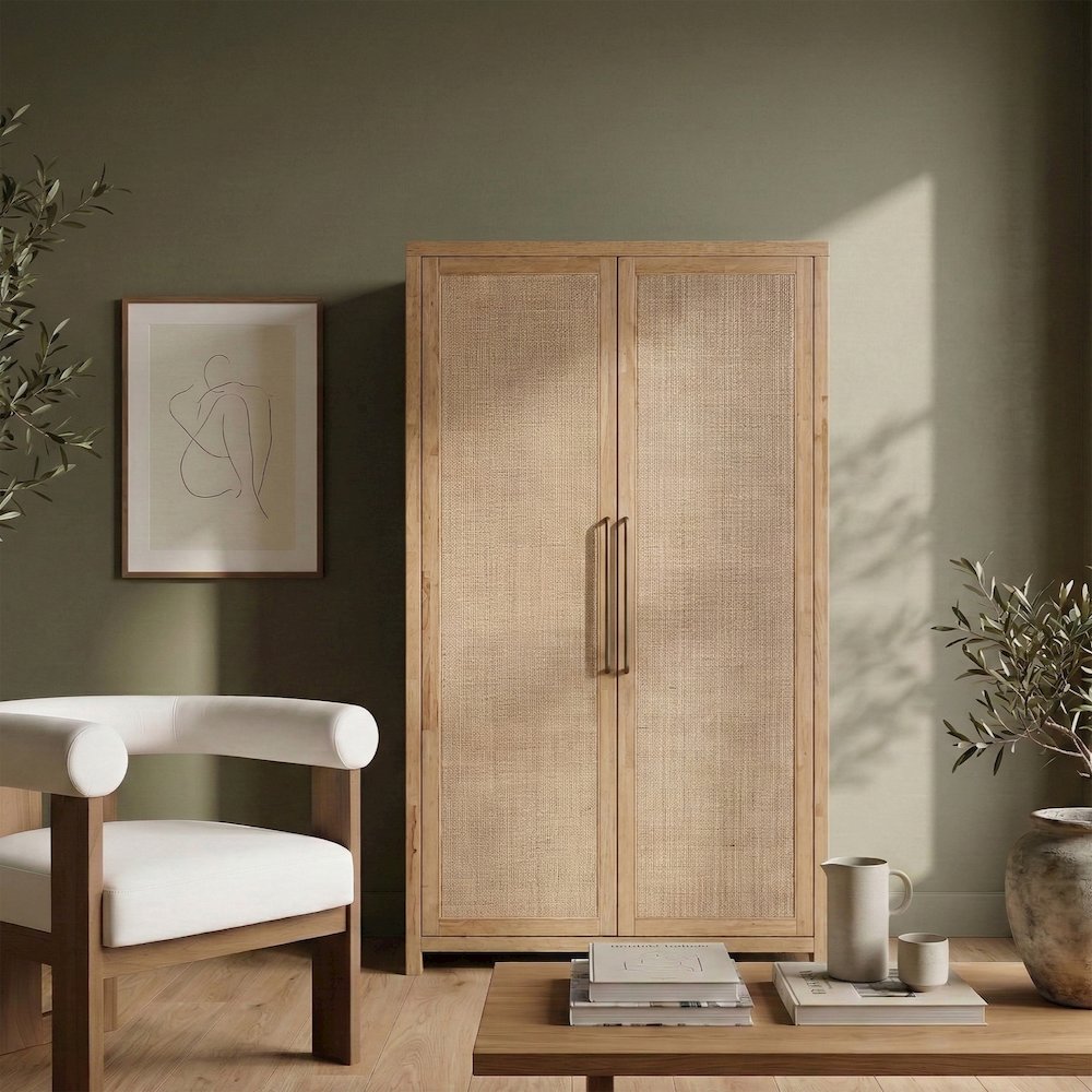 Vana Natural Solid Wood Storage Cabinet. Picture 2