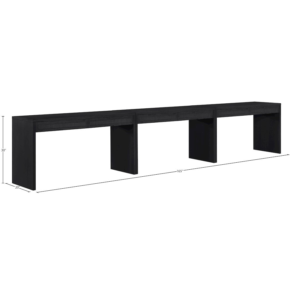 Avro Black Solid Wood And Oak Veneer 3pc. Desk. Picture 14