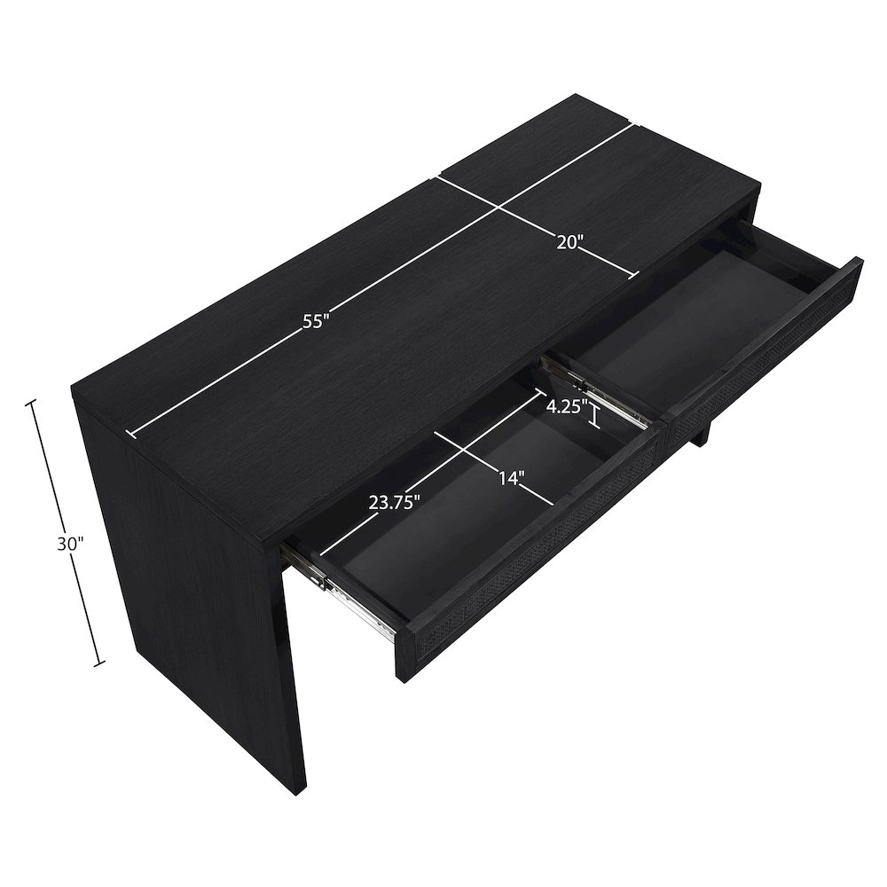 Avro Black Solid Wood And Oak Veneer Desk. Picture 14