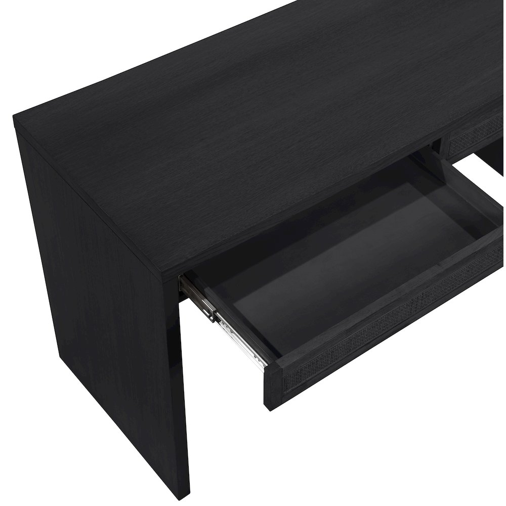 Avro Black Solid Wood And Oak Veneer Desk. Picture 11