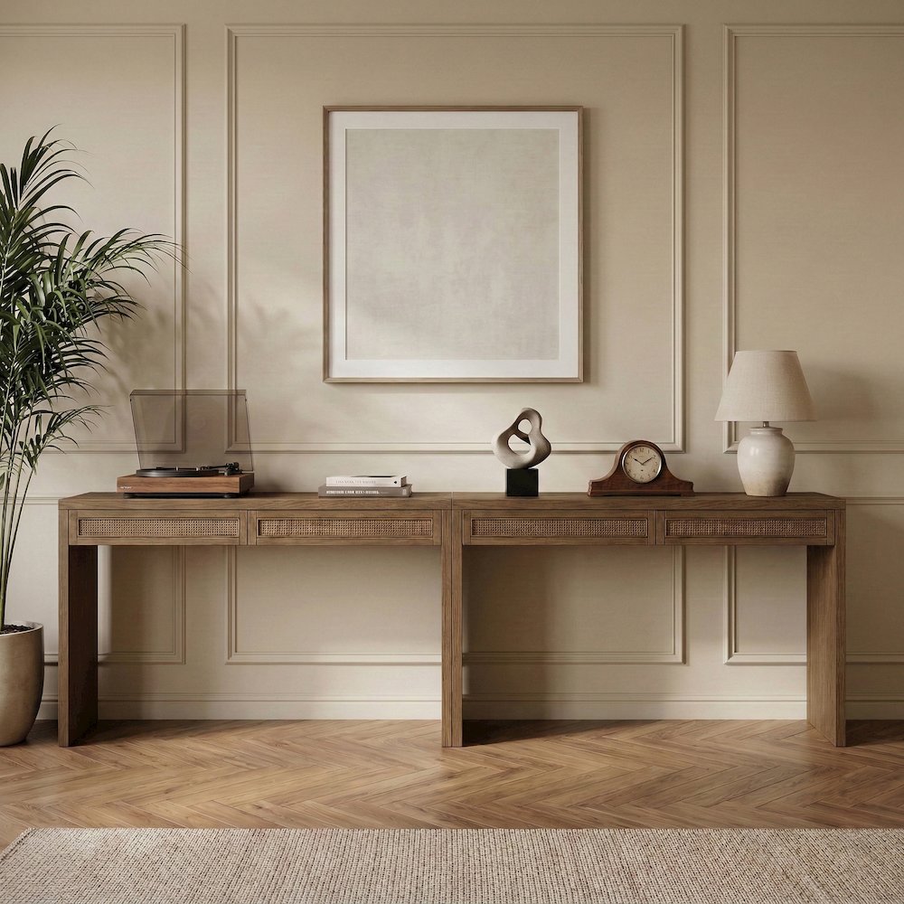 Avro Brown Solid Wood And Oak Veneer 2pc. Desk. Picture 2