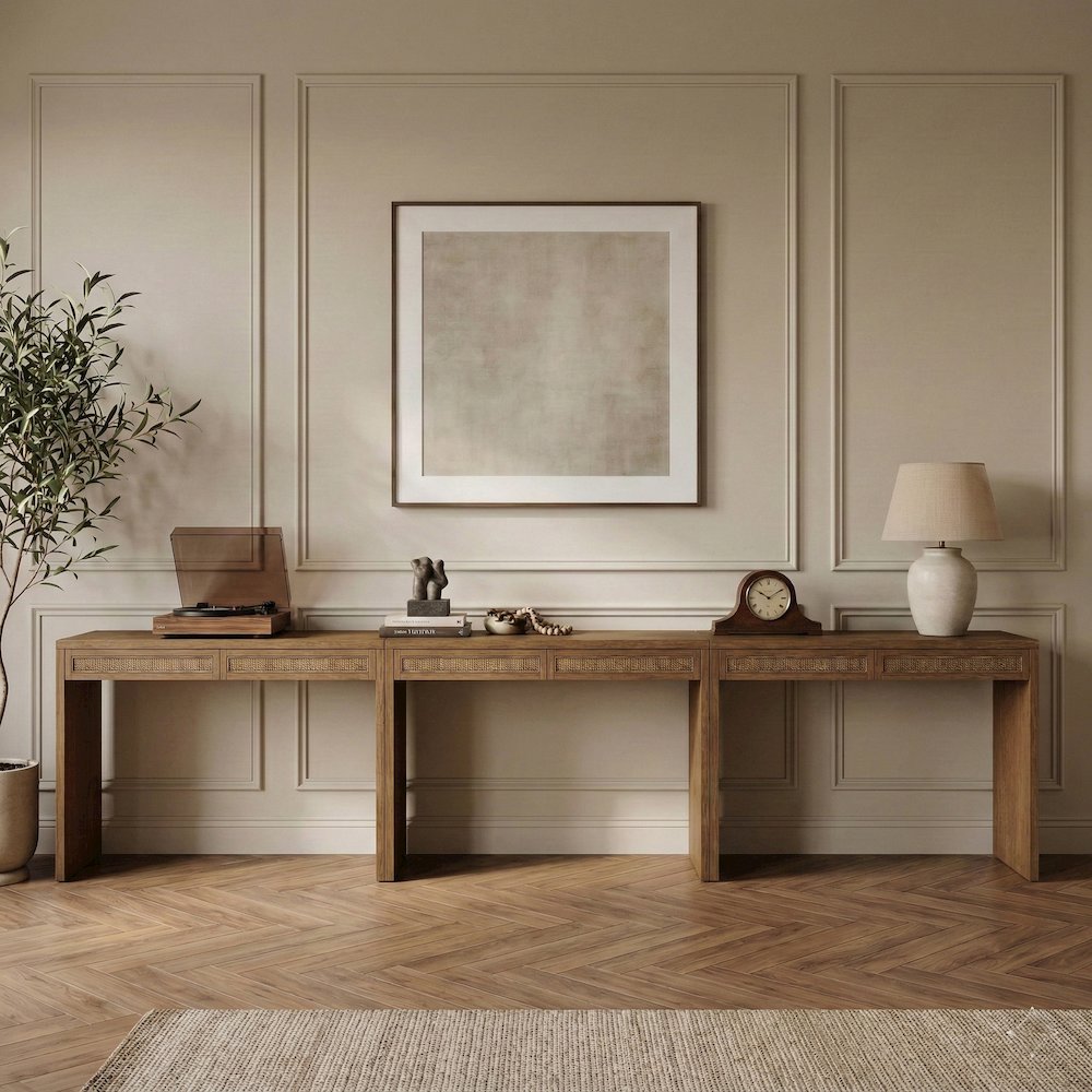 Avro Brown Solid Wood And Oak Veneer 3pc. Desk. Picture 2