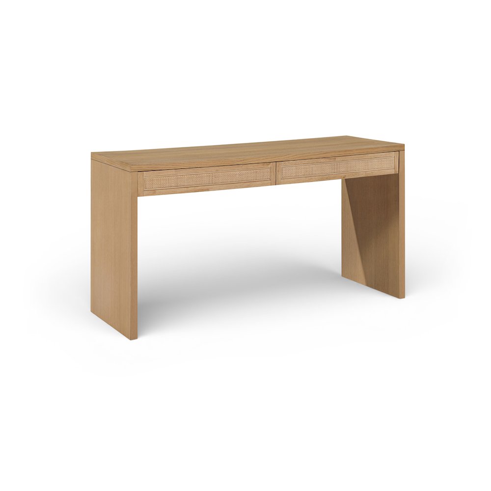 Avro Natural Solid Wood And Oak Veneer Desk. Picture 1