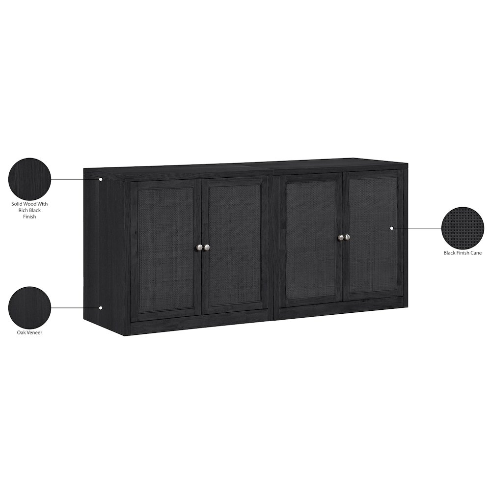 Vero Black Solid Wood And Oak Veneer 2pc. Sideboard/Buffet. Picture 13