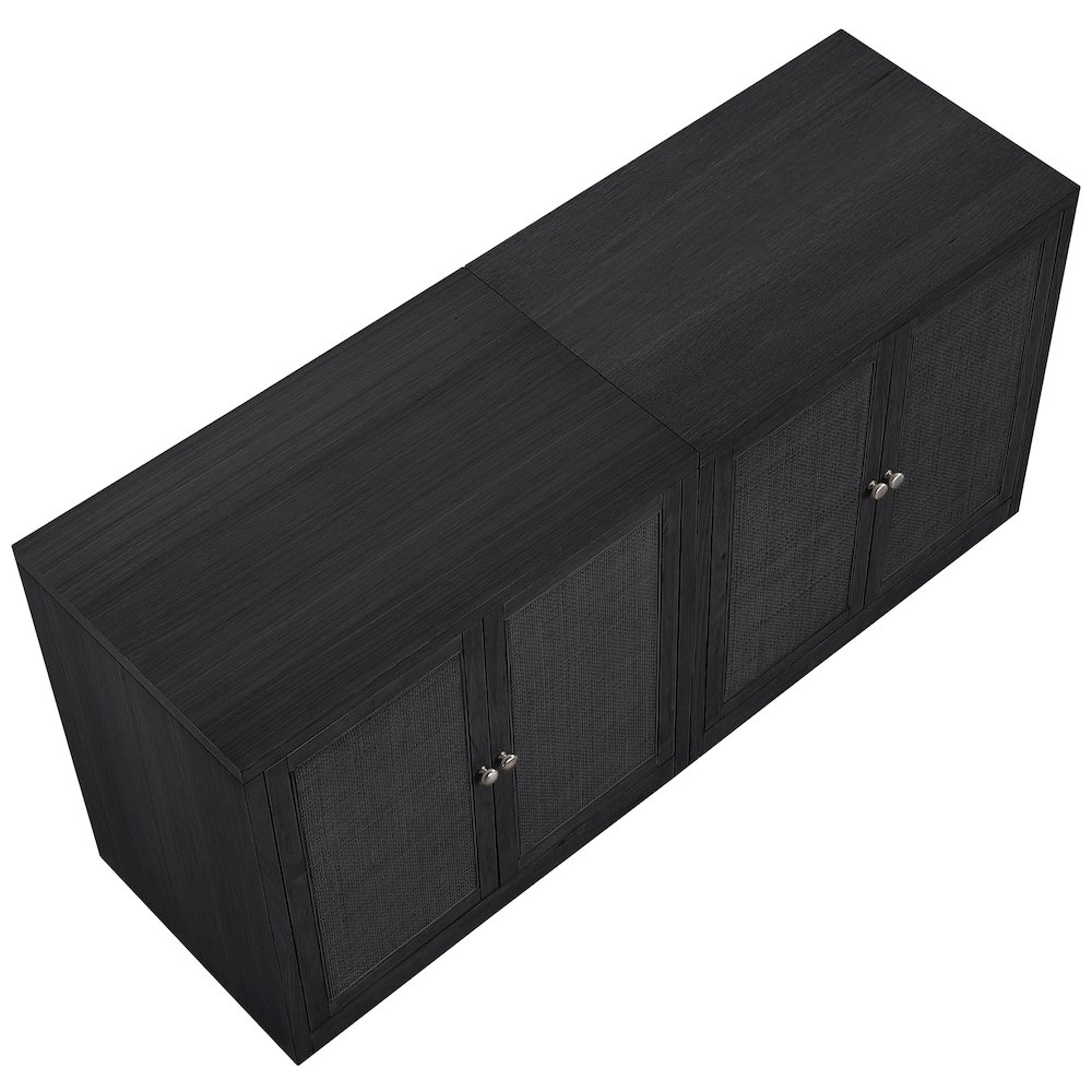 Vero Black Solid Wood And Oak Veneer 2pc. Sideboard/Buffet. Picture 6
