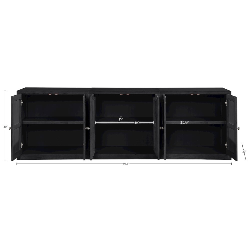 Vero Black Solid Wood And Oak Veneer 3pc. Sideboard/Buffet. Picture 12