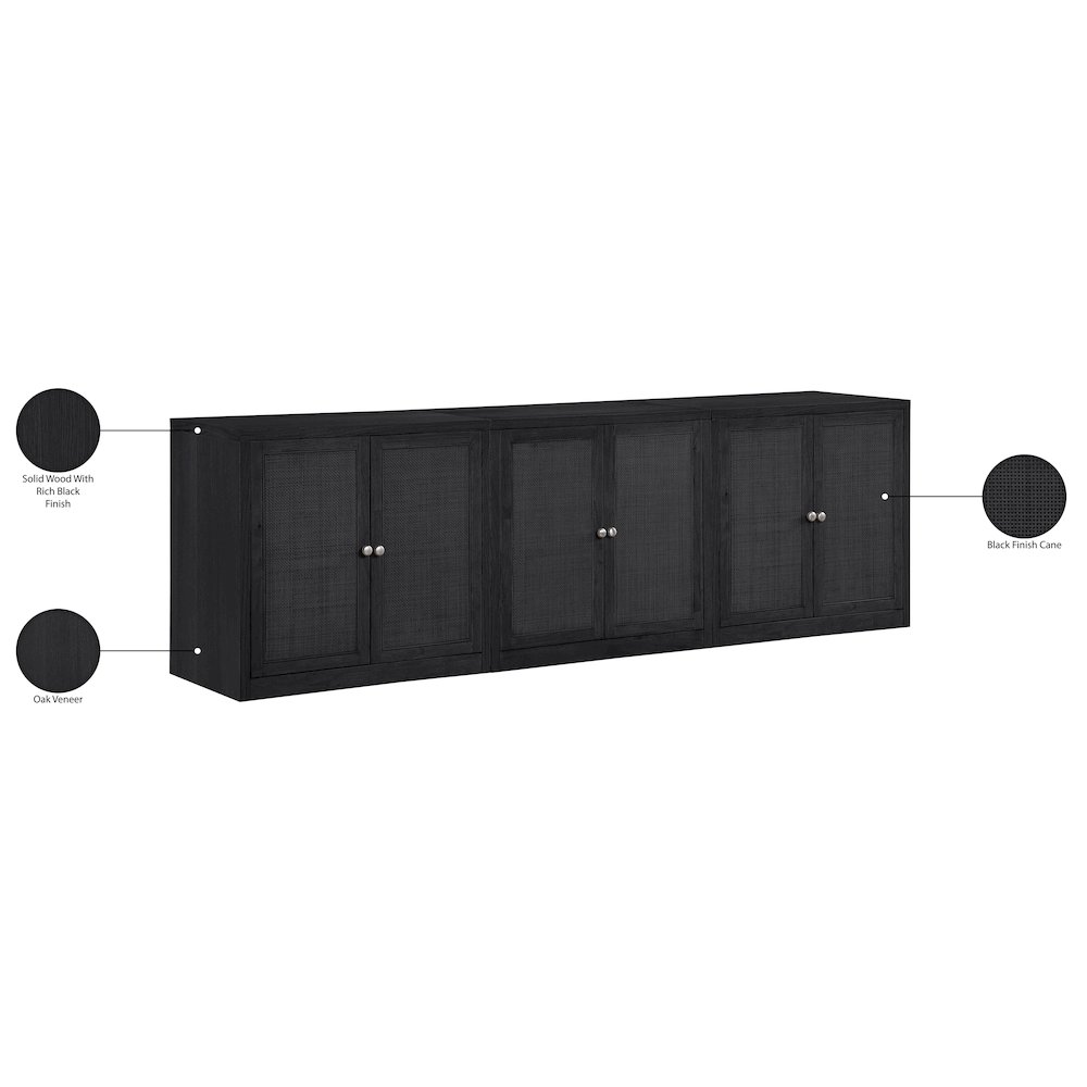 Vero Black Solid Wood And Oak Veneer 3pc. Sideboard/Buffet. Picture 13