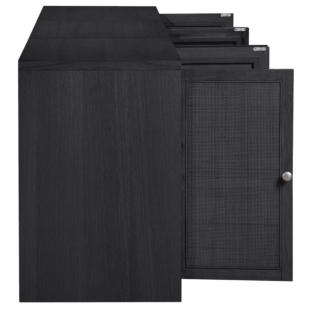 Vero Black Solid Wood And Oak Veneer 3pc. Sideboard/Buffet. Picture 7