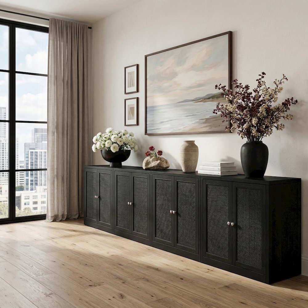 Vero Black Solid Wood And Oak Veneer 4pc. Sideboard/Buffet. Picture 2
