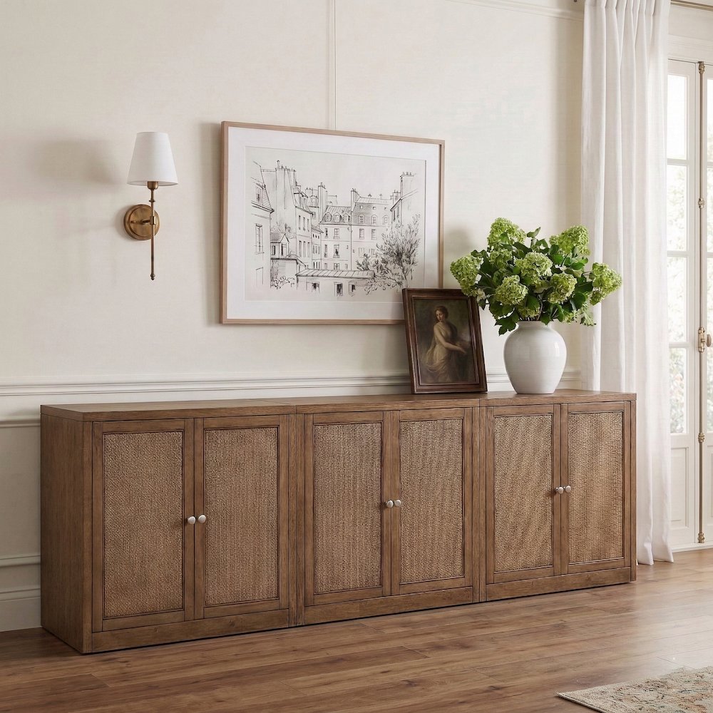 Vero Brown Solid Wood And Oak Veneer 3pc. Sideboard/Buffet. Picture 2