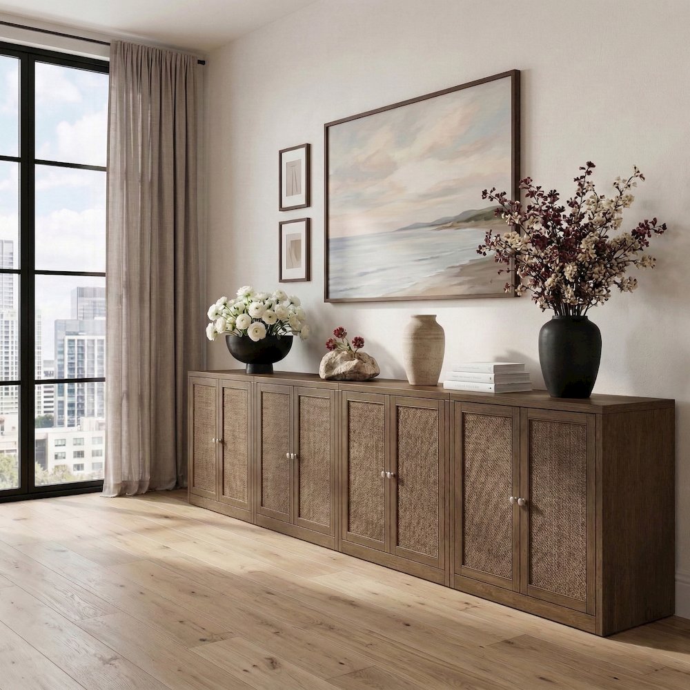 Vero Brown Solid Wood And Oak Veneer 4pc. Sideboard/Buffet. Picture 2