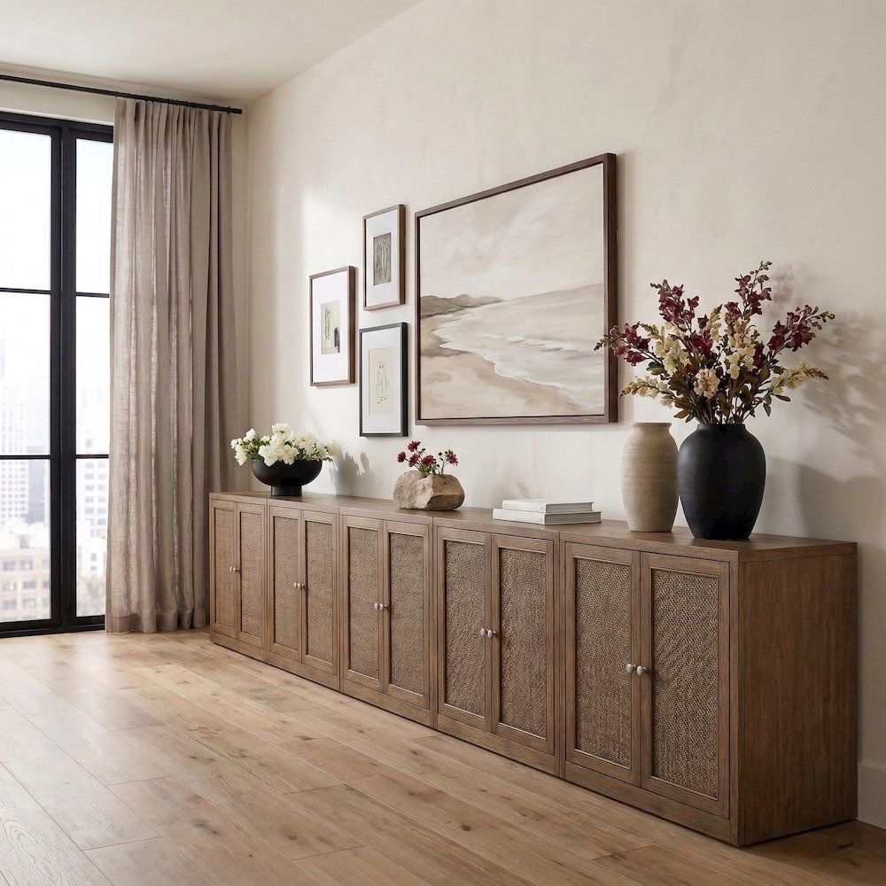 Vero Brown Solid Wood And Oak Veneer 5pc. Sideboard/Buffet. Picture 2