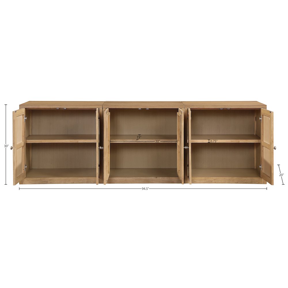 Vero Natural Solid Wood And Oak Veneer 3pc. Sideboard/Buffet. Picture 12