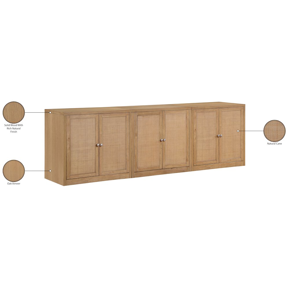 Vero Natural Solid Wood And Oak Veneer 3pc. Sideboard/Buffet. Picture 13
