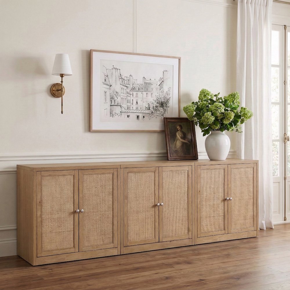 Vero Natural Solid Wood And Oak Veneer 3pc. Sideboard/Buffet. Picture 2