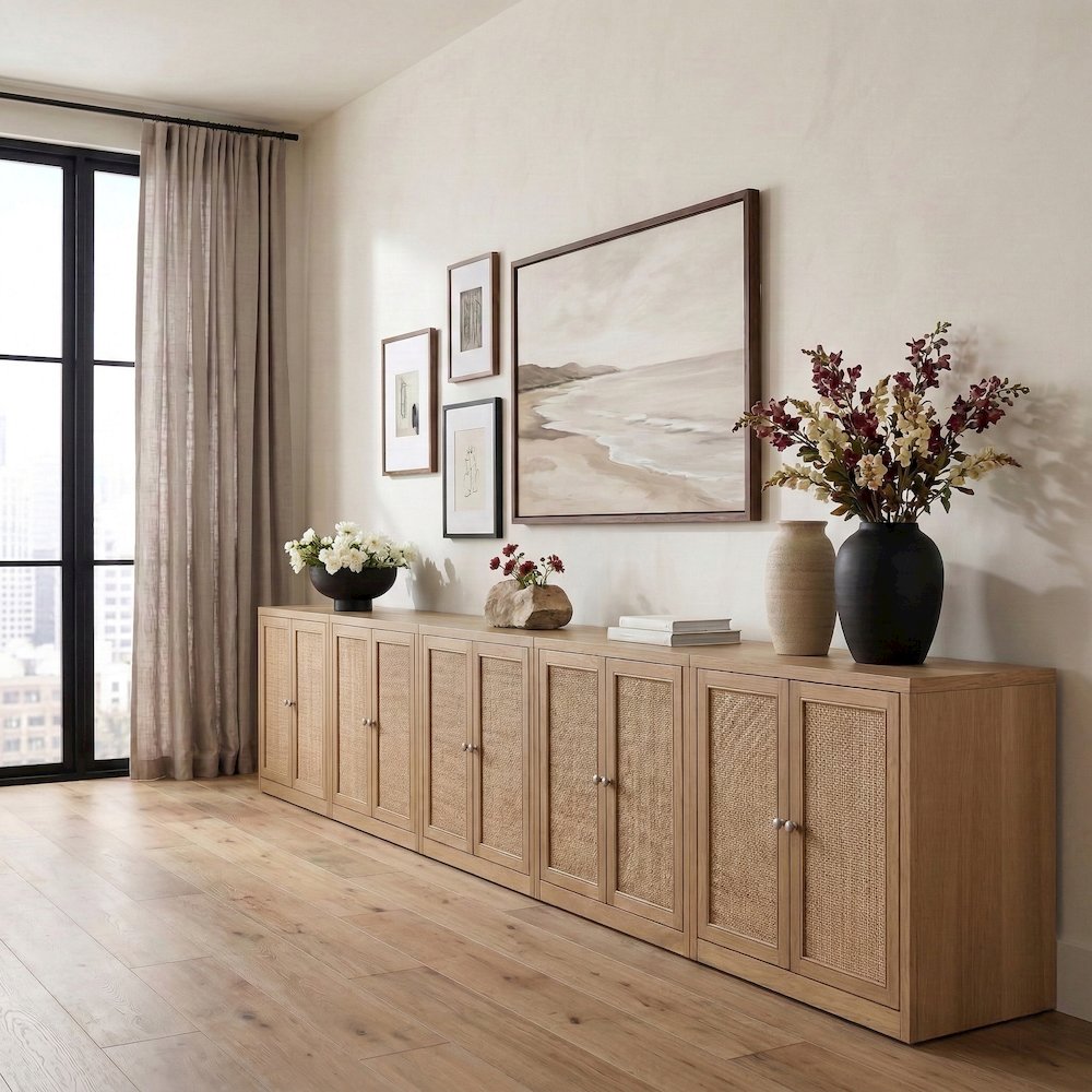 Vero Natural Solid Wood And Oak Veneer 5pc. Sideboard/Buffet. Picture 2