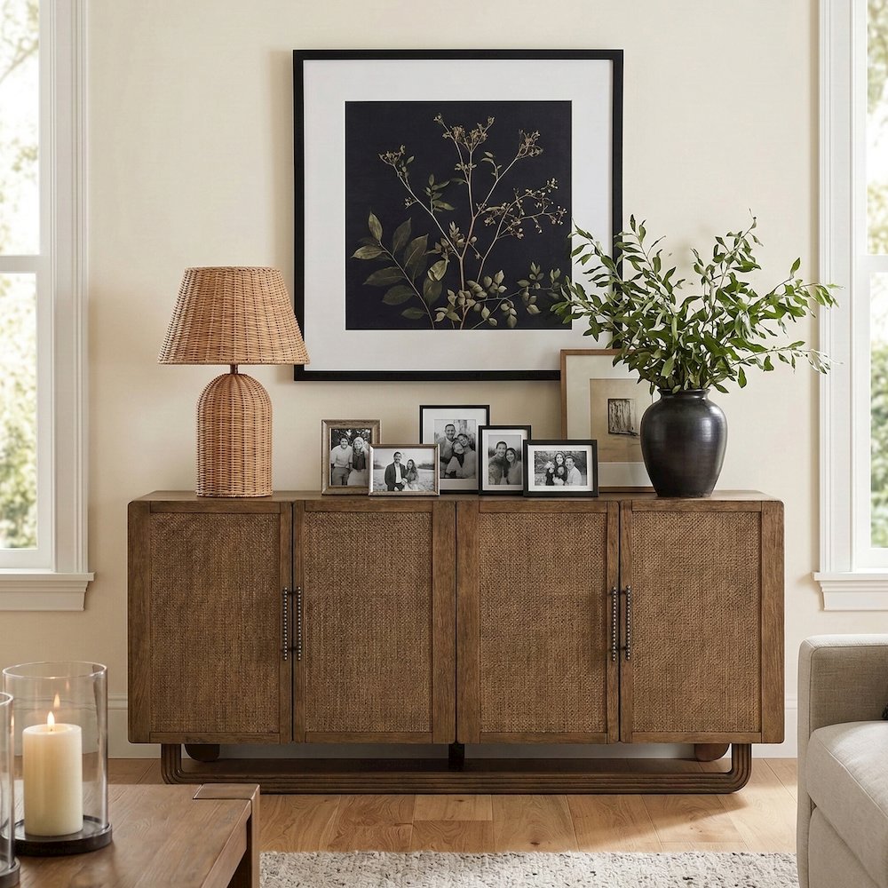 Sova Brown Solid Wood And Oak Veneer Sideboard/Buffet. Picture 2