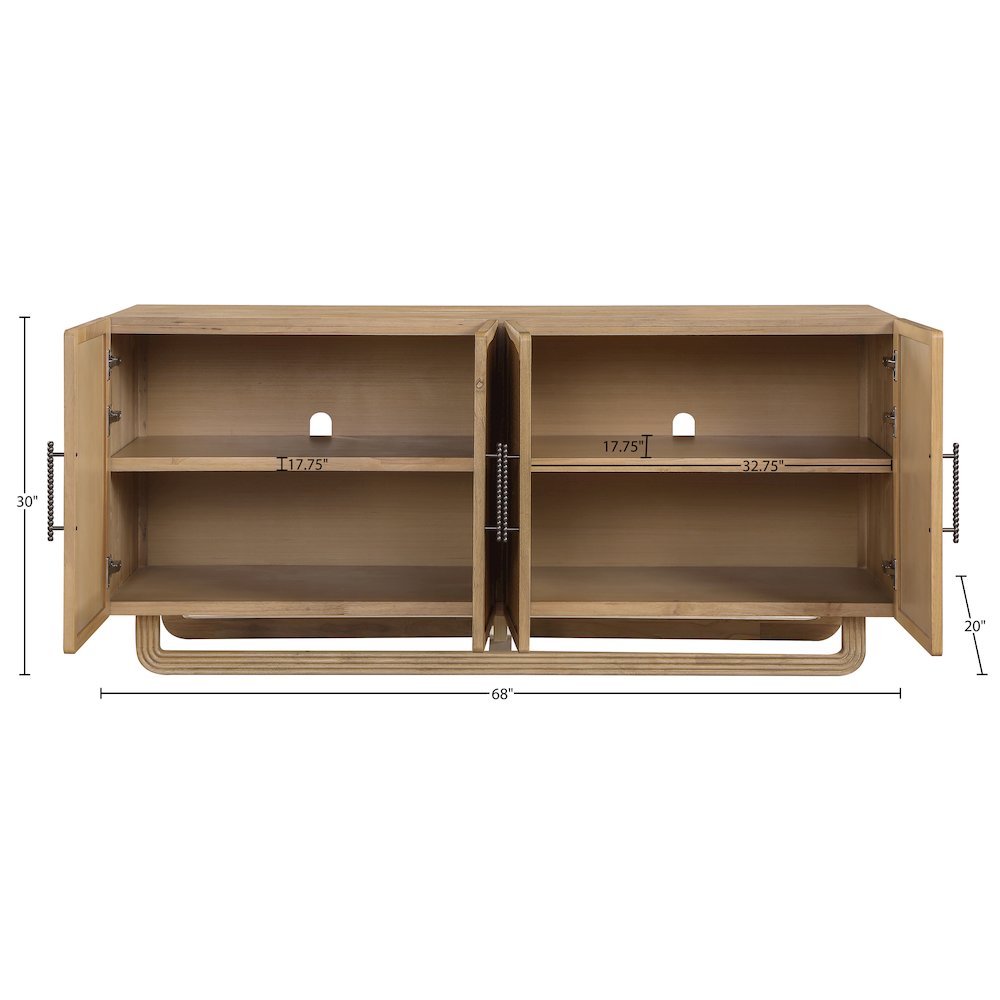 Sova Natural Solid Wood And Oak Veneer Sideboard/Buffet. Picture 12