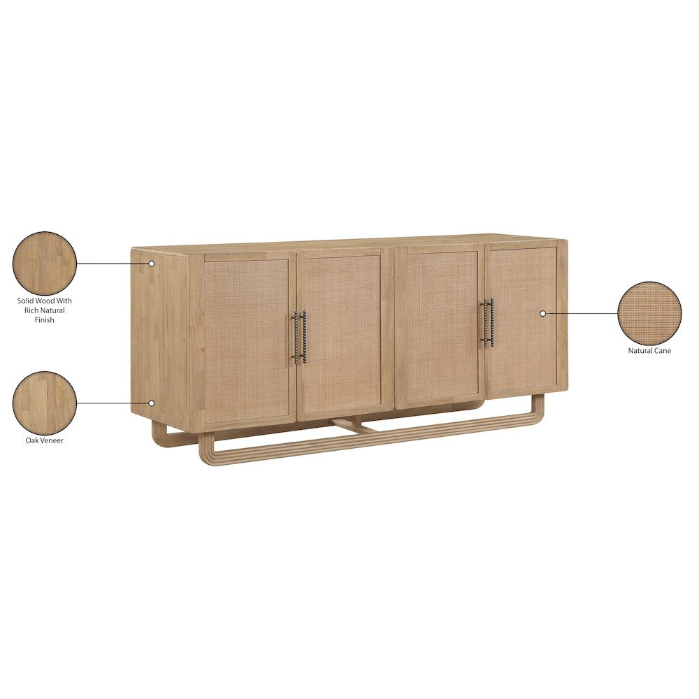 Sova Natural Solid Wood And Oak Veneer Sideboard/Buffet. Picture 13