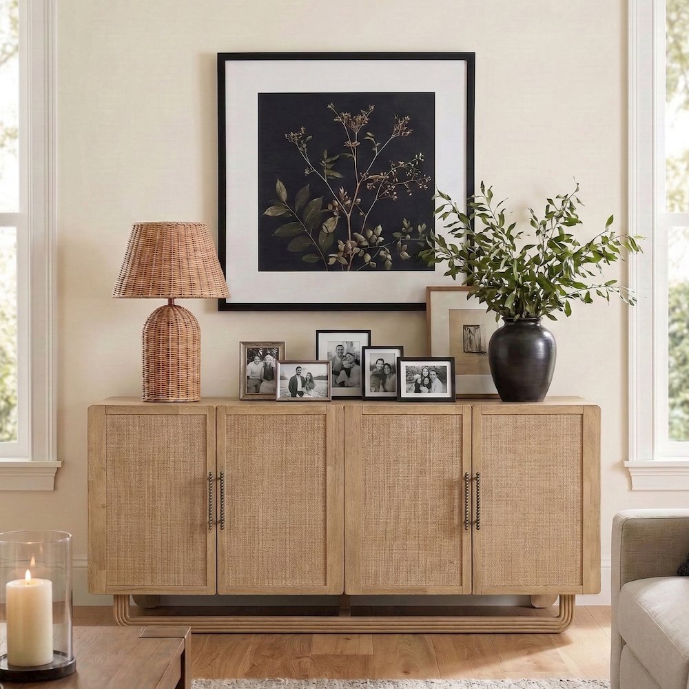 Sova Natural Solid Wood And Oak Veneer Sideboard/Buffet. Picture 2
