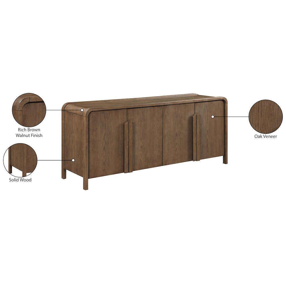 Harmony Brown Oak Veneer Rubberwood Sideboard/Buffet. Picture 11