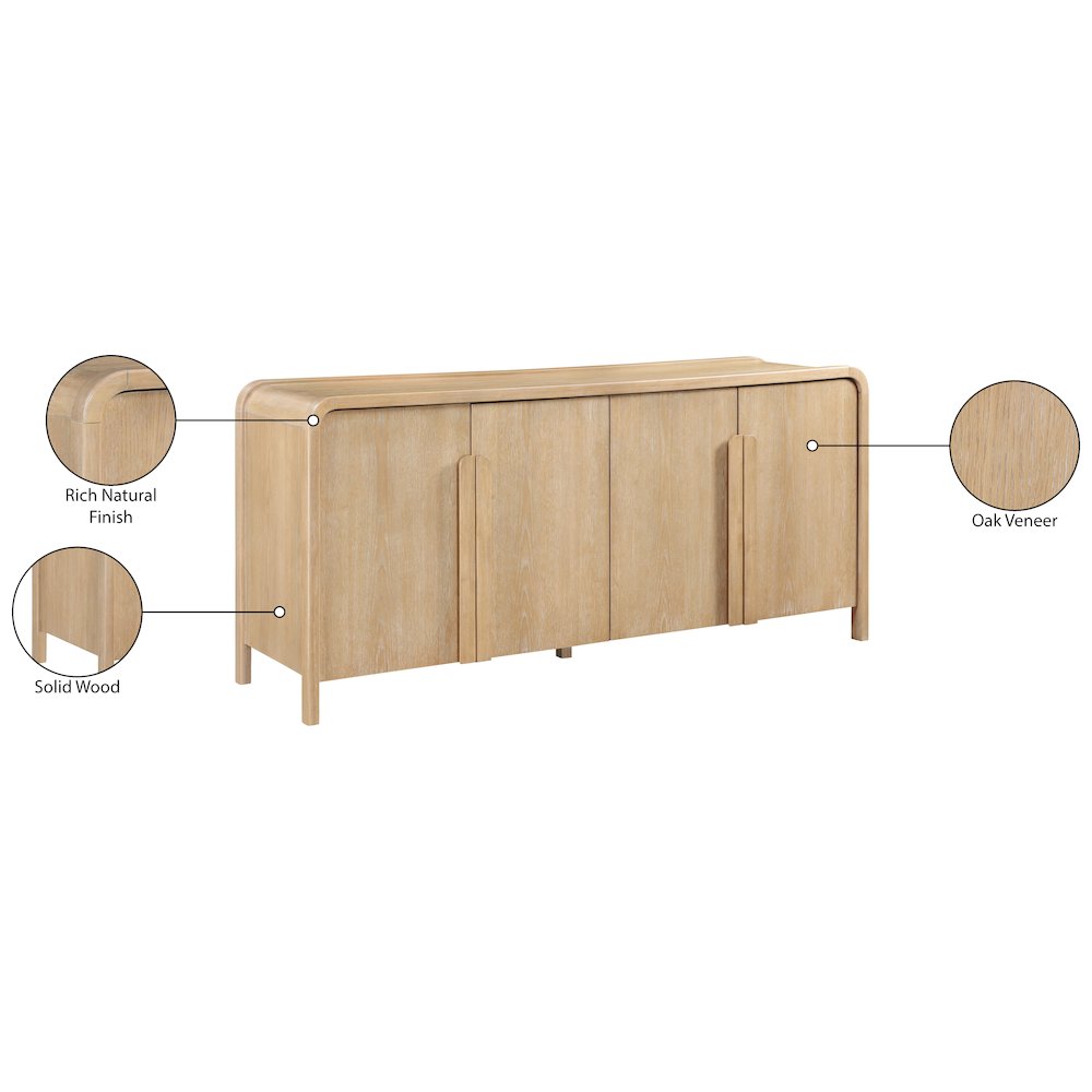 Harmony Natural Oak Veneer Rubberwood Sideboard/Buffet. Picture 11