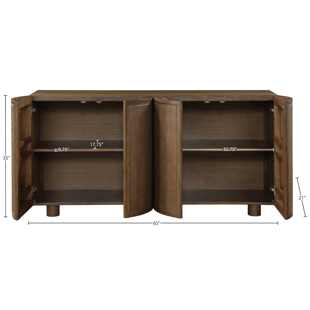 Norin Brown Solid Wood And Oak Veneer Sideboard/Buffet. Picture 12
