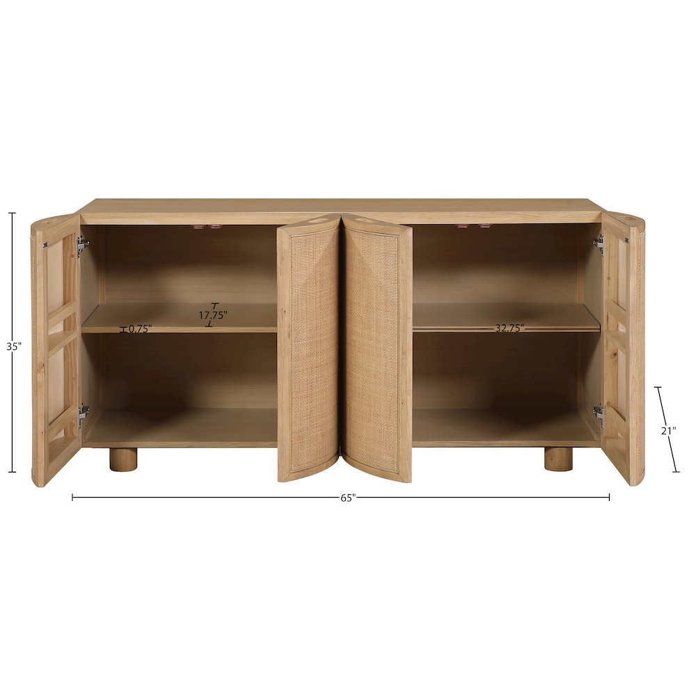 Norin Natural Solid Wood And Oak Veneer Sideboard/Buffet. Picture 12