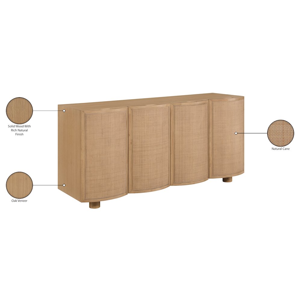 Norin Natural Solid Wood And Oak Veneer Sideboard/Buffet. Picture 13